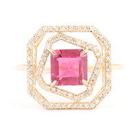 1.31 Ct Square Emerald Cut Natural Tourmaline 14K Gold Ring