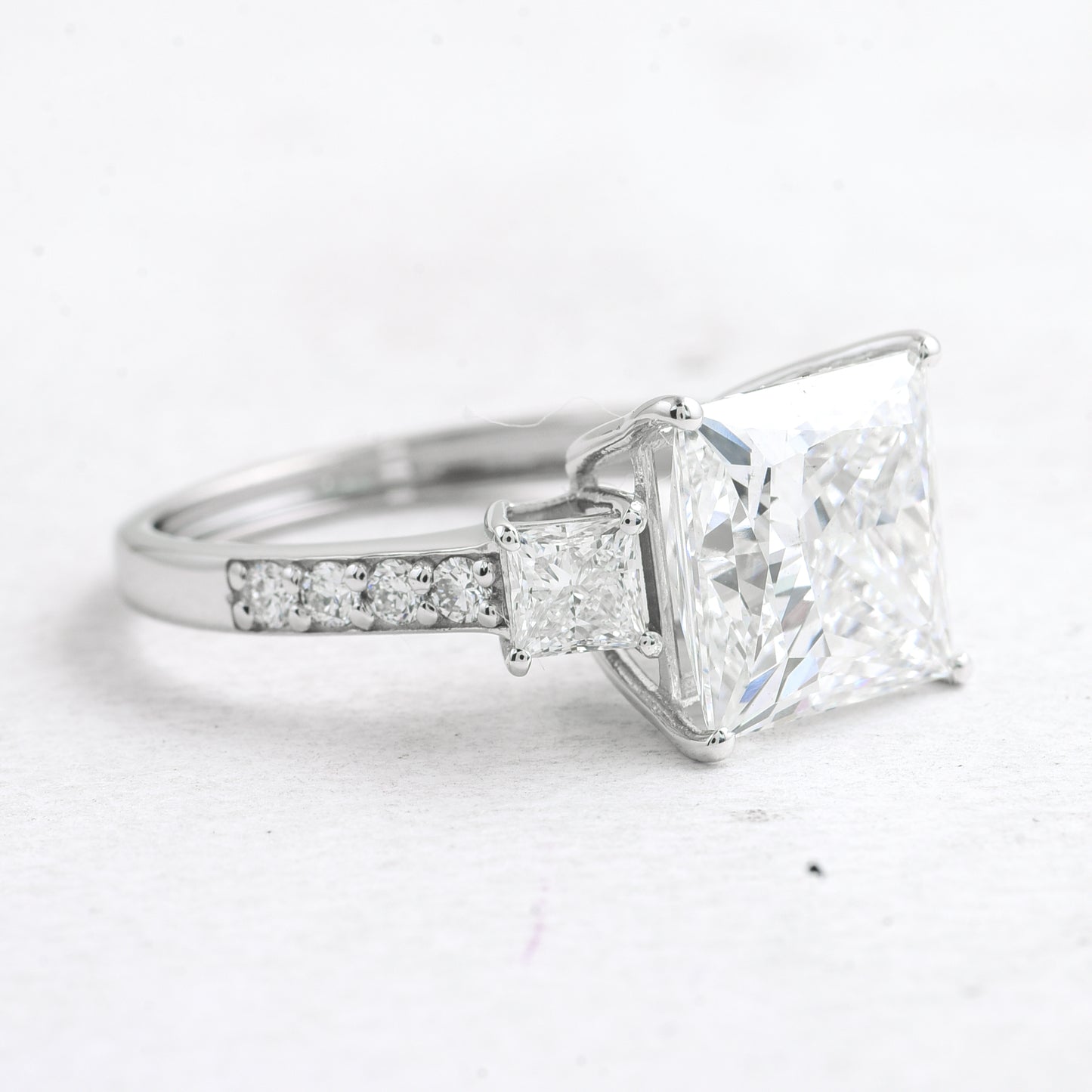 5.27 Ct Princess Lab Grown Diamond 14K Gold Ring