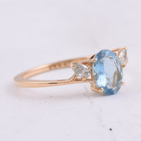 1.01 Ct Oval Natural Aquamarine 14K Gold Ring