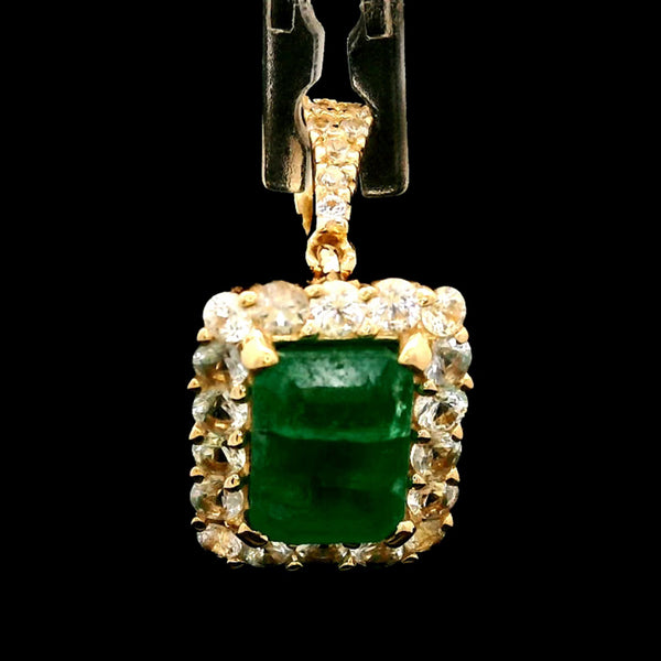 1.16 Ct Octagon Emerald 14K Gold Pendant