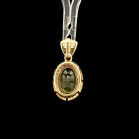 2.35 Ct Oval Mixed Cut Natural Green Sapphire 14K Gold Pendant