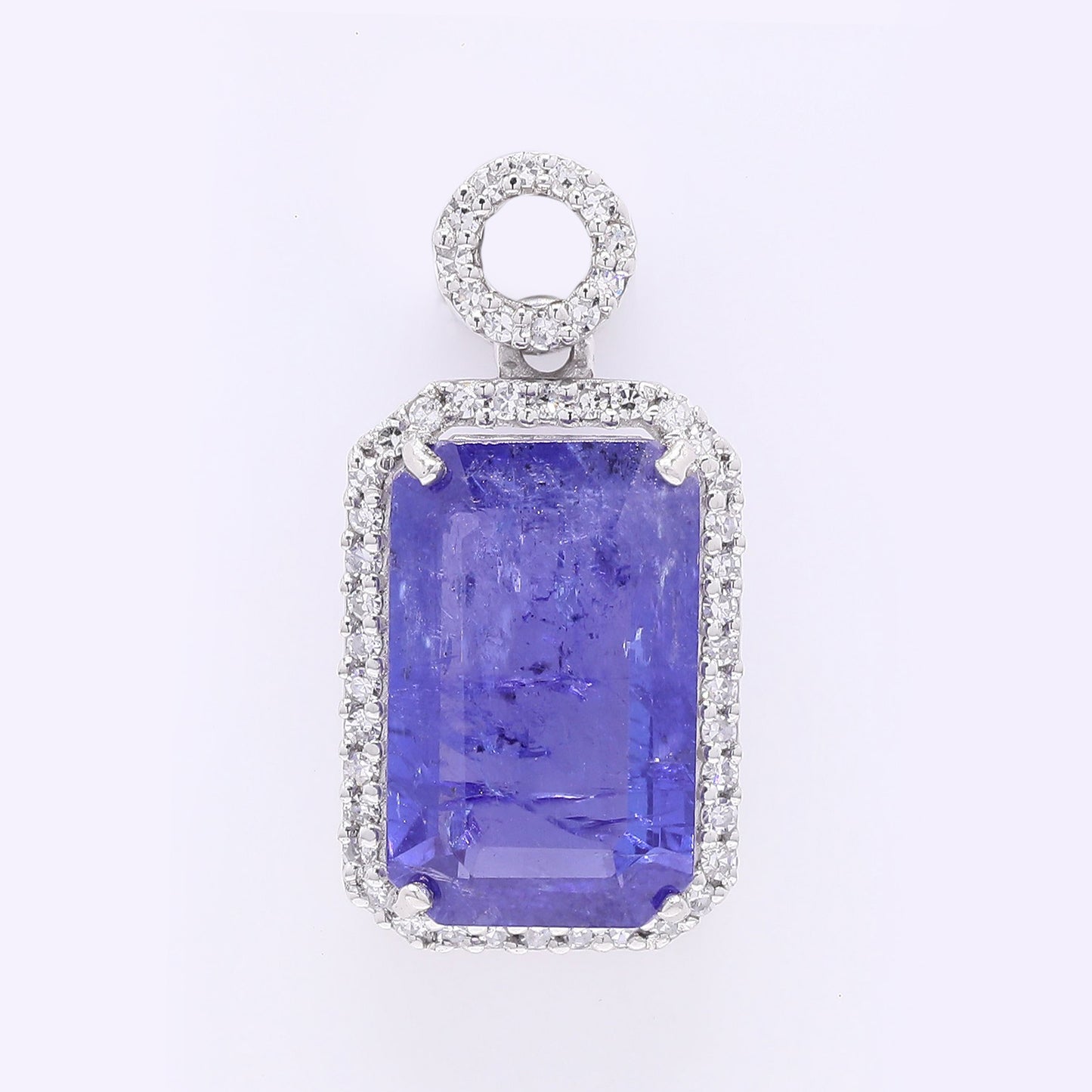 3.81 Ct Octagon Step Cut Natural Tanzanite 950 Platinum Pendant