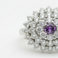 1.27 Ct Round Amethyst, Cubic Zirconia 925 Sterling Silver Ring