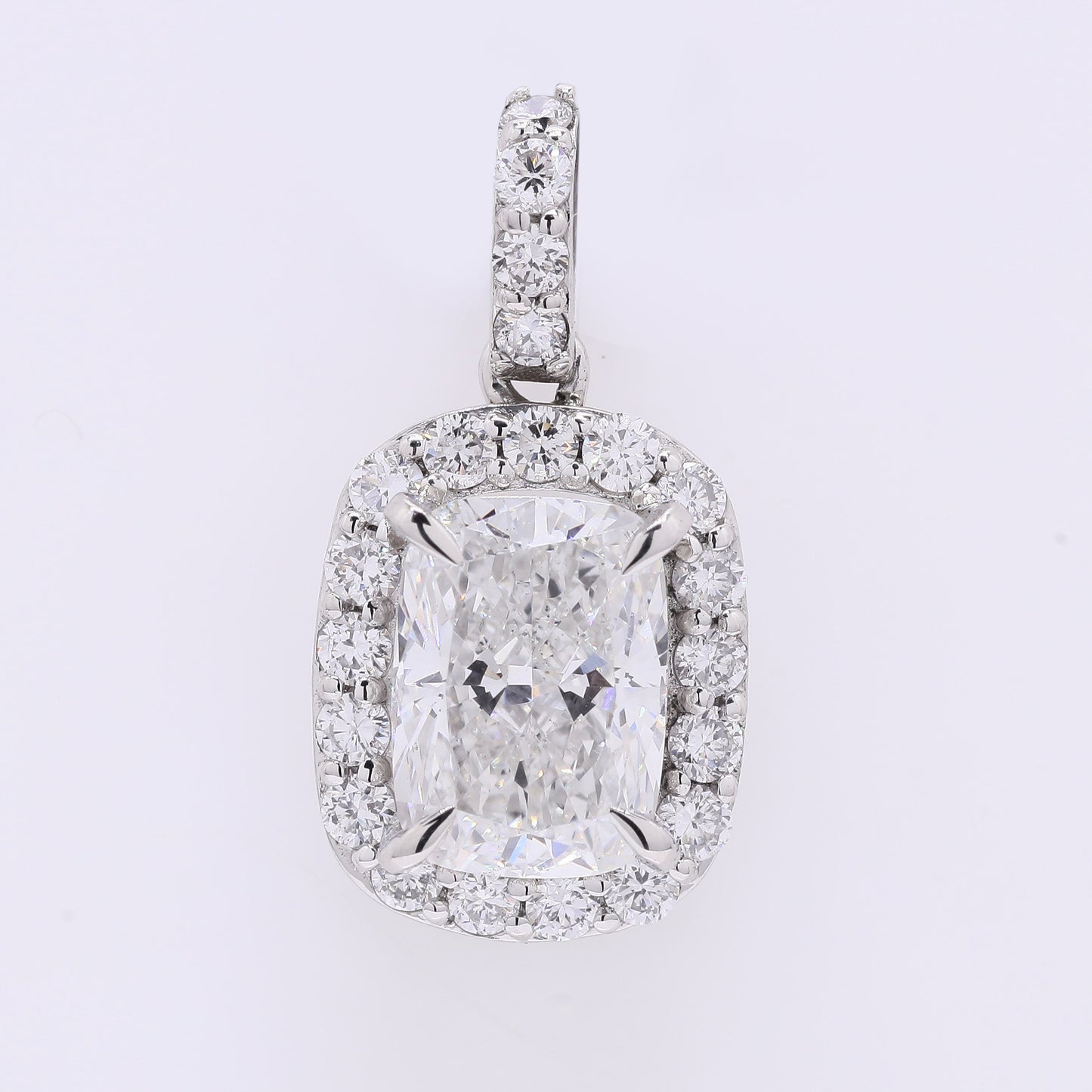 2.43 Ct Cushion Modified Brilliant Lab Grown Diamond 950 Platinum Pendant