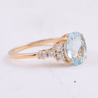 2.03 Ct Oval Natural Aquamarine 14K Gold Ring