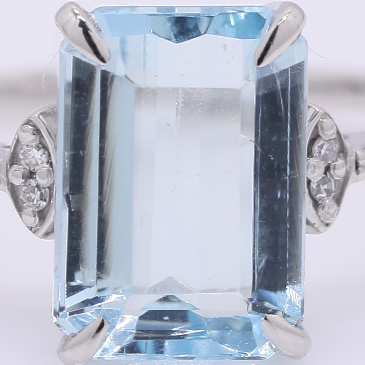 2.56 Ct Octagon Step Cut Natural Aquamarine 950 Platinum Ring