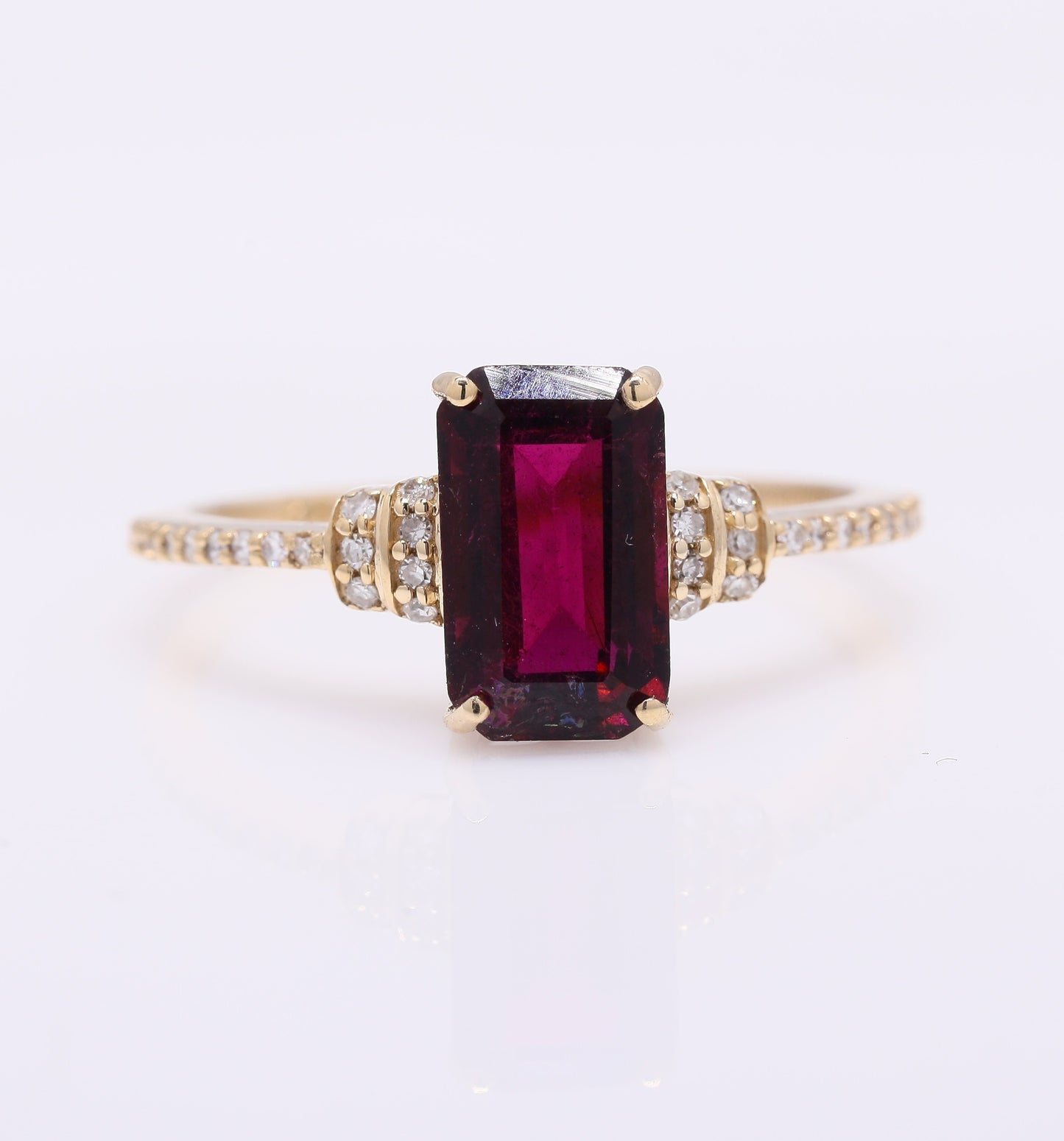2.00 Ct Octagon Step Cut Natural Rubellite 14K Gold Ring