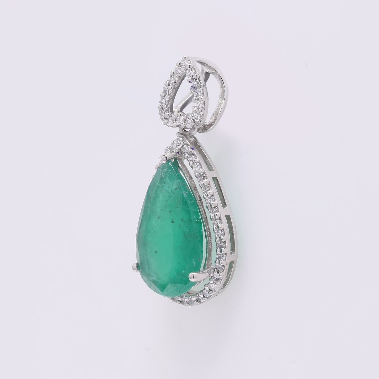 2.47 Ct Pear Mixed Cut Natural Emerald 950 Platinum Pendant