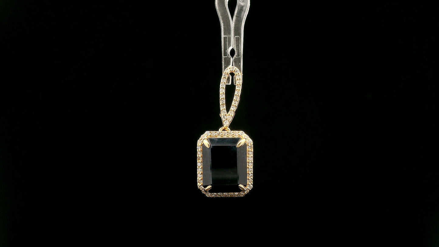 3.41 Ct Octagon Natural Sapphire 14K Gold Pendant