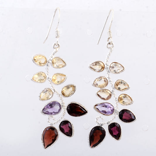 13.67 Ct Garnet, Citrine 925 Sterling Silver Earrings