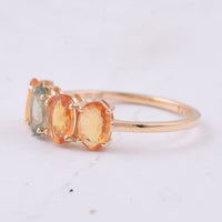 1.79 Ct Oval, Pear Natural Multi-Coloured Sapphire 14K Gold Ring