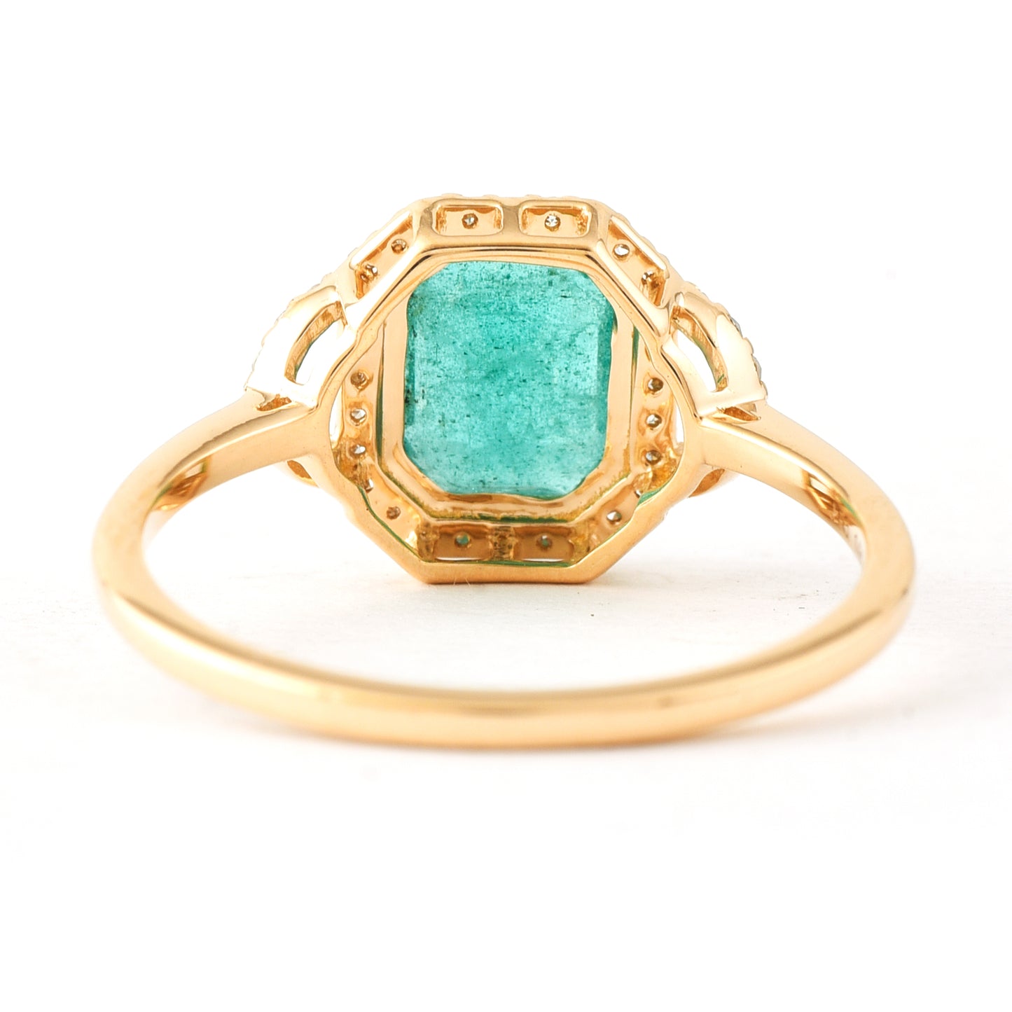 1.31 Ct Octagon Step Cut Natural Emerald 14K Gold Ring