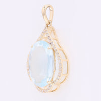 4.61 Ct Oval Mixed Cut Natural Aquamarine 14K Gold Pendant