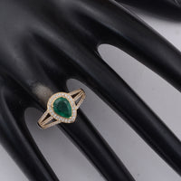 1.52 Ct Pear Emerald 9K Gold Ring