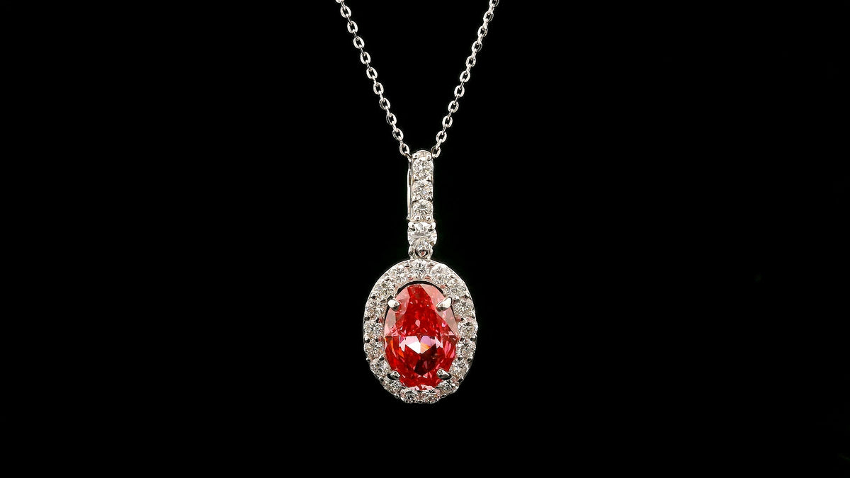 2.70 Carats Pink Lab Grown Diamond 14K Gold Pendant