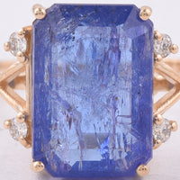 5.60 Ct Octagon Step Cut Natural Tanzanite 14K Gold Ring