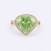 8.10 Ct Pear Mixed Cut Natural Peridot 14K Gold Ring