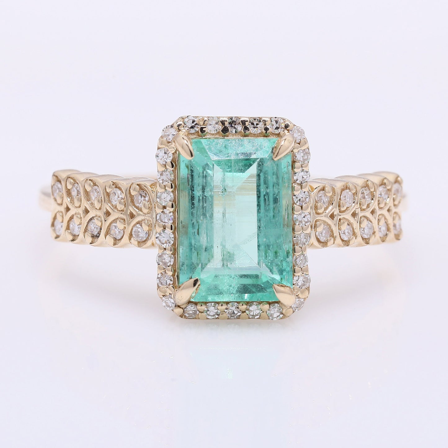 1.59 Ct Octagon Step Cut Natural Emerald 14K Gold Ring