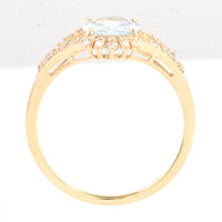 1.44 Ct Oval Mixed Cut Natural Beryl Aquamarine 14K Gold Ring