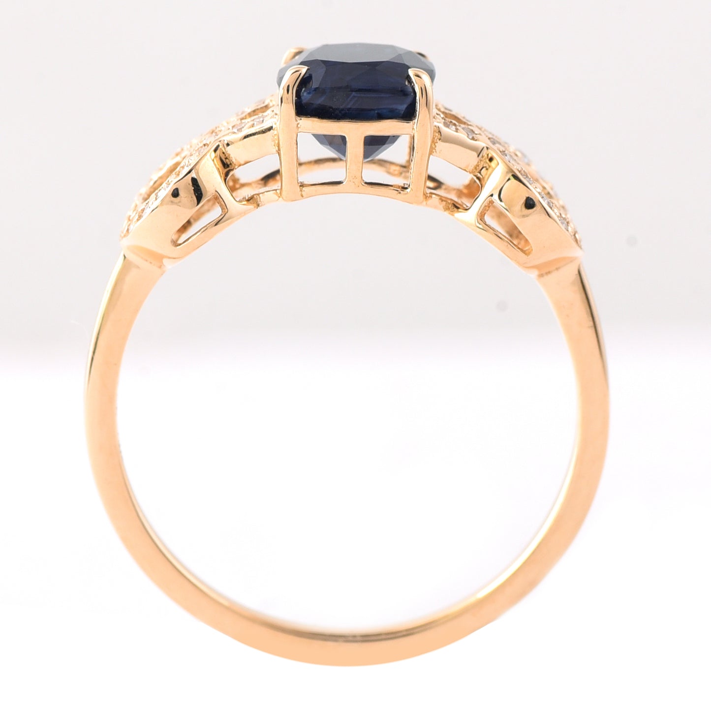 1.64 Ct Cushion Mixed Cut Natural Sapphire 14K Gold Ring