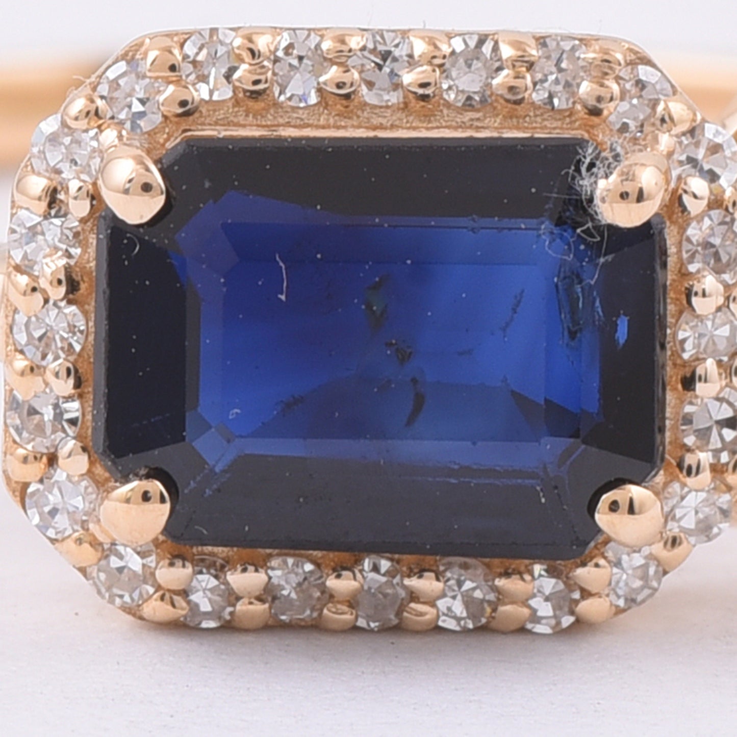 1.03 Ct Octagon Step Cut Natural Sapphire 14K Gold Ring