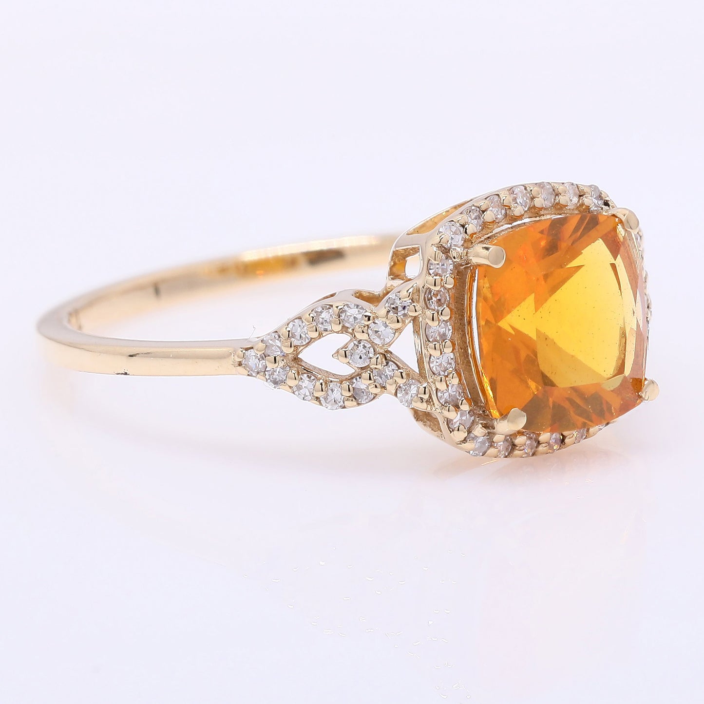1.12 Ct Cushion Mixed Cut Natural Fire Opal 14K Gold Ring