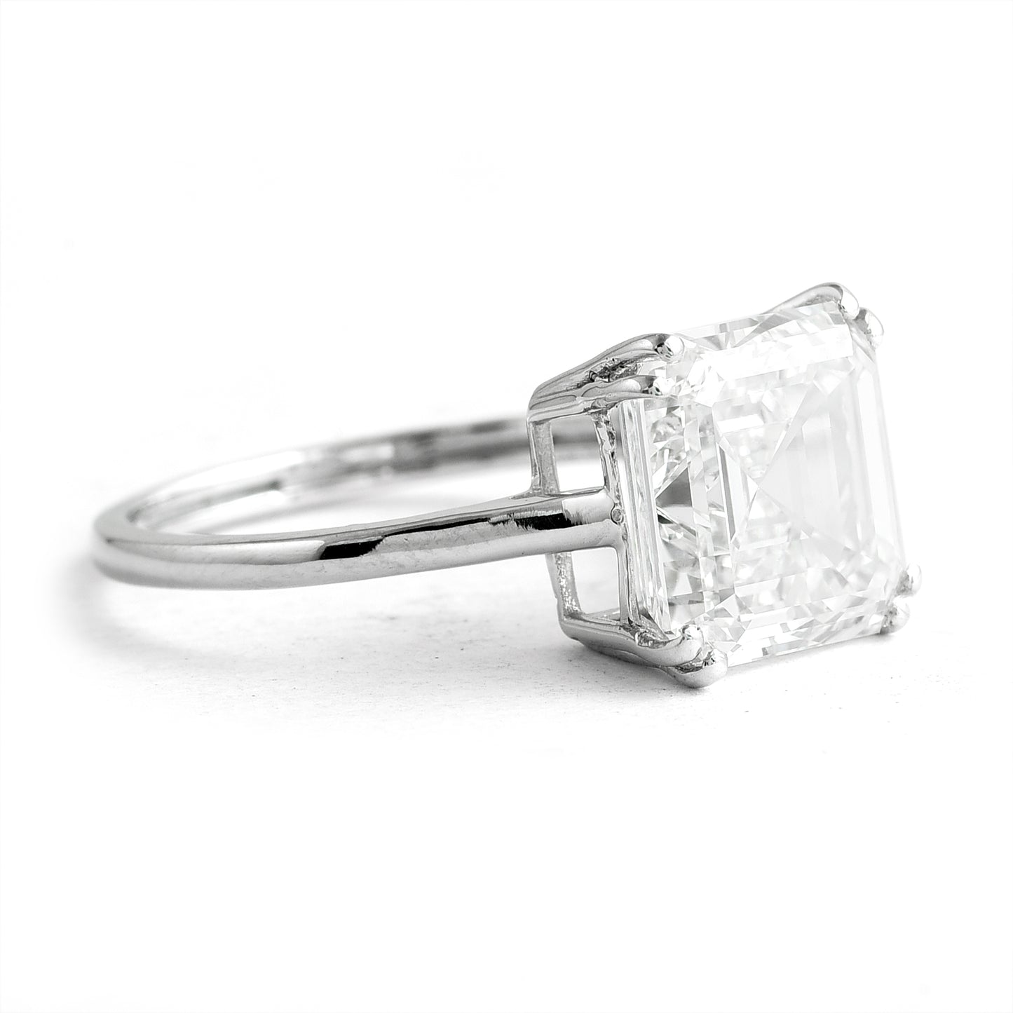 5.00 Ct Square Emerald Cut Lab Grown Diamond 950 Platinum Ring