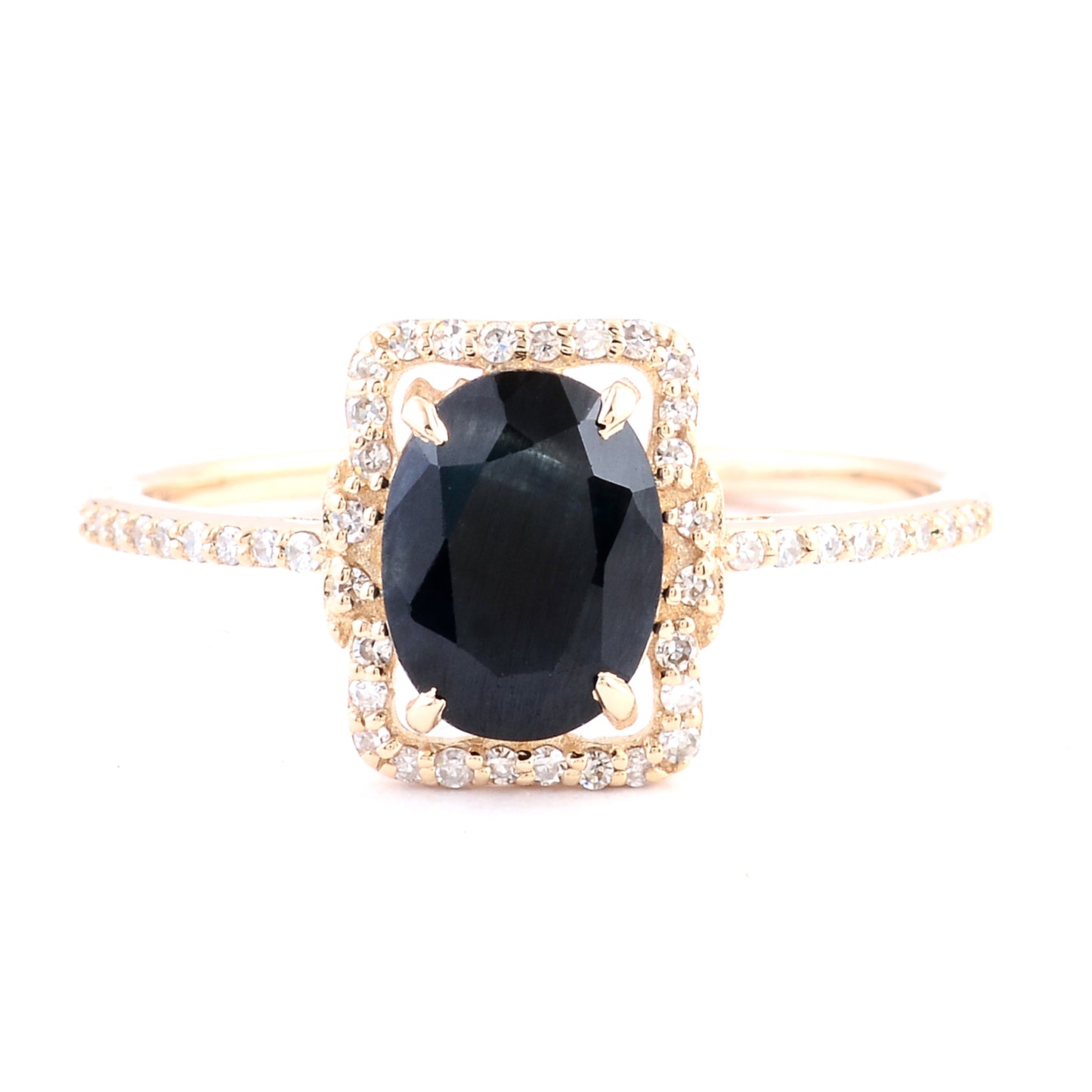 1.65 Ct Oval Mixed Cut Natural Corundum Sapphire 14K Gold Ring