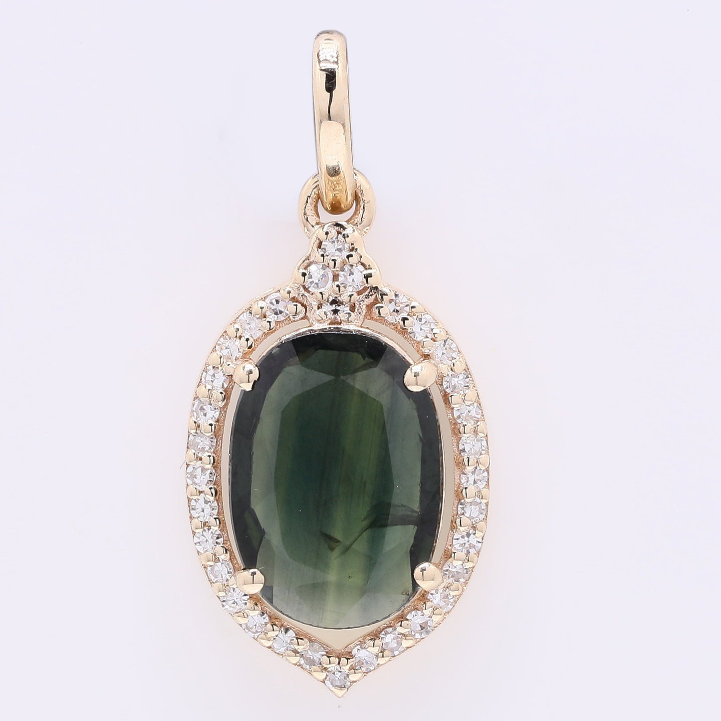 1.75 Ct Oval Mixed Cut Natural Sapphire 14K Gold Pendant