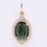 1.75 Ct Oval Mixed Cut Natural Sapphire 14K Gold Pendant