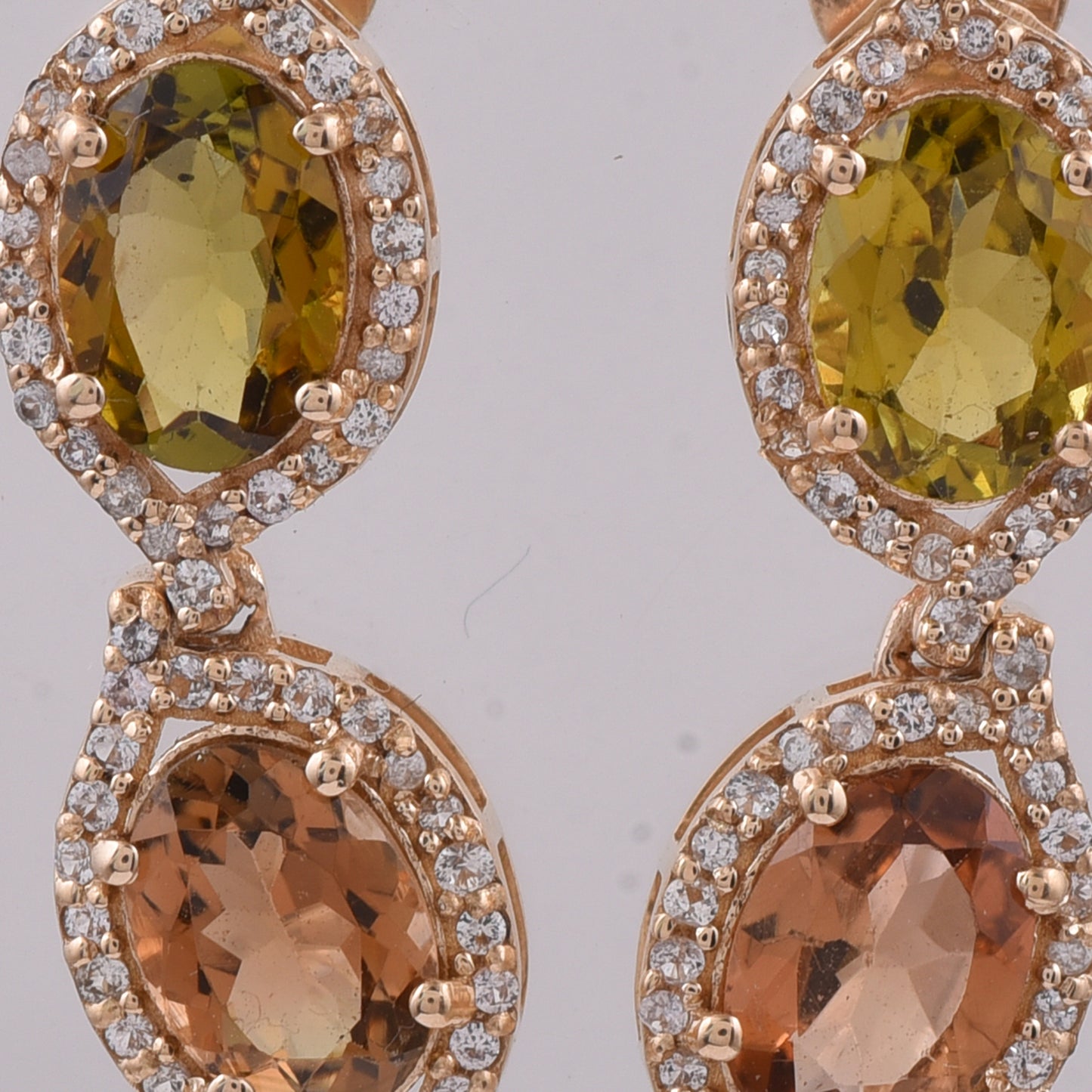 3.76 Ct Oval Natural Multi-Coloured Tourmaline 14K Gold Earrings