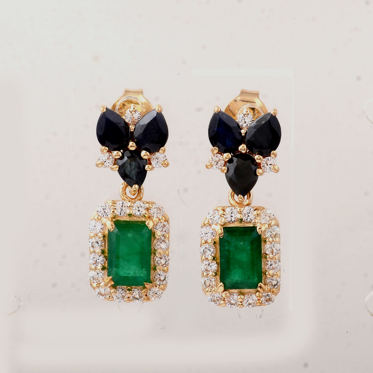 3.47 Ct Octagon Emerald 14K Gold Earrings