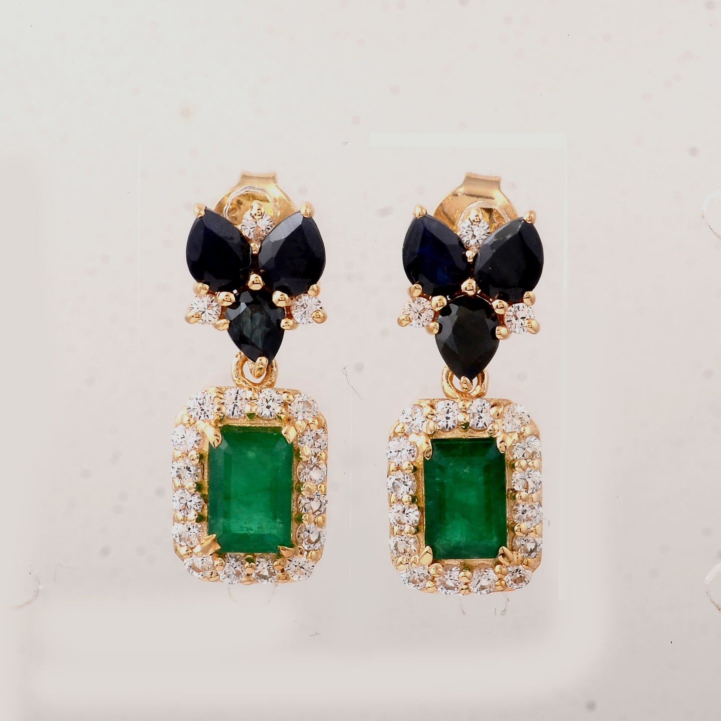 3.47 Ct Octagon Emerald 14K Gold Earrings