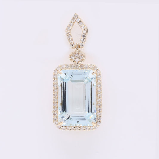4.47 Ct Octagon Step Cut Natural Aquamarine 14K Gold Pendant