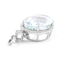 5.35 Ct Oval Mixed Cut Natural Aquamarine 950 Platinum Pendant