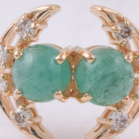 1.50 Ct Round Cabochon Cut Natural Emerald 14K Gold Ring