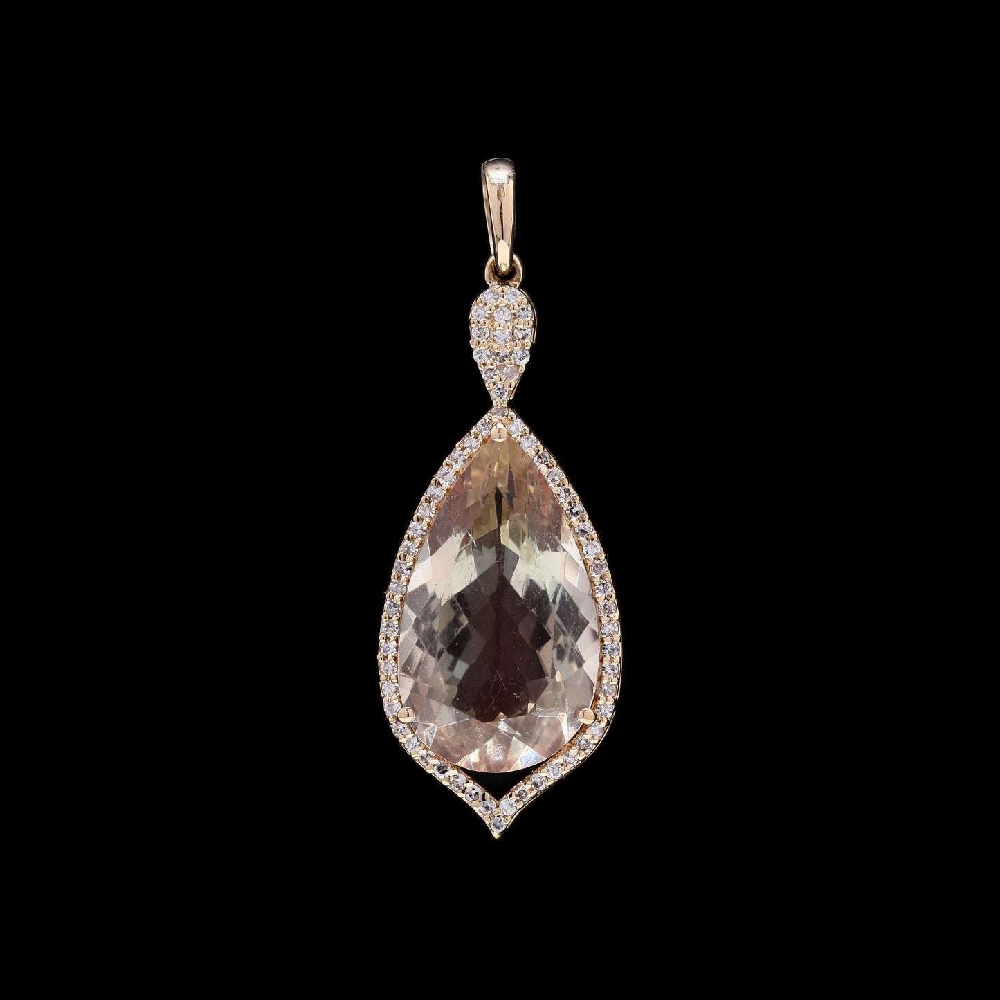5.61 Ct Pear Mixed Cut Natural Plagioclase Feldspar Sunstone 14K Gold Pendant
