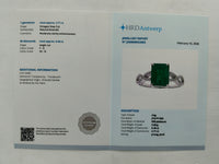 3.11 Ct Octagon Step Cut Natural Emerald 950 Platinum Ring