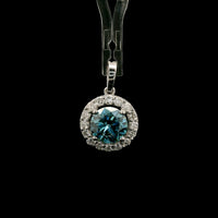 1.91 Carats Blue Lab Grown Diamond 14K Gold Pendant