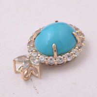 4.60 Ct Oval Turquoise 9K Gold Pendant