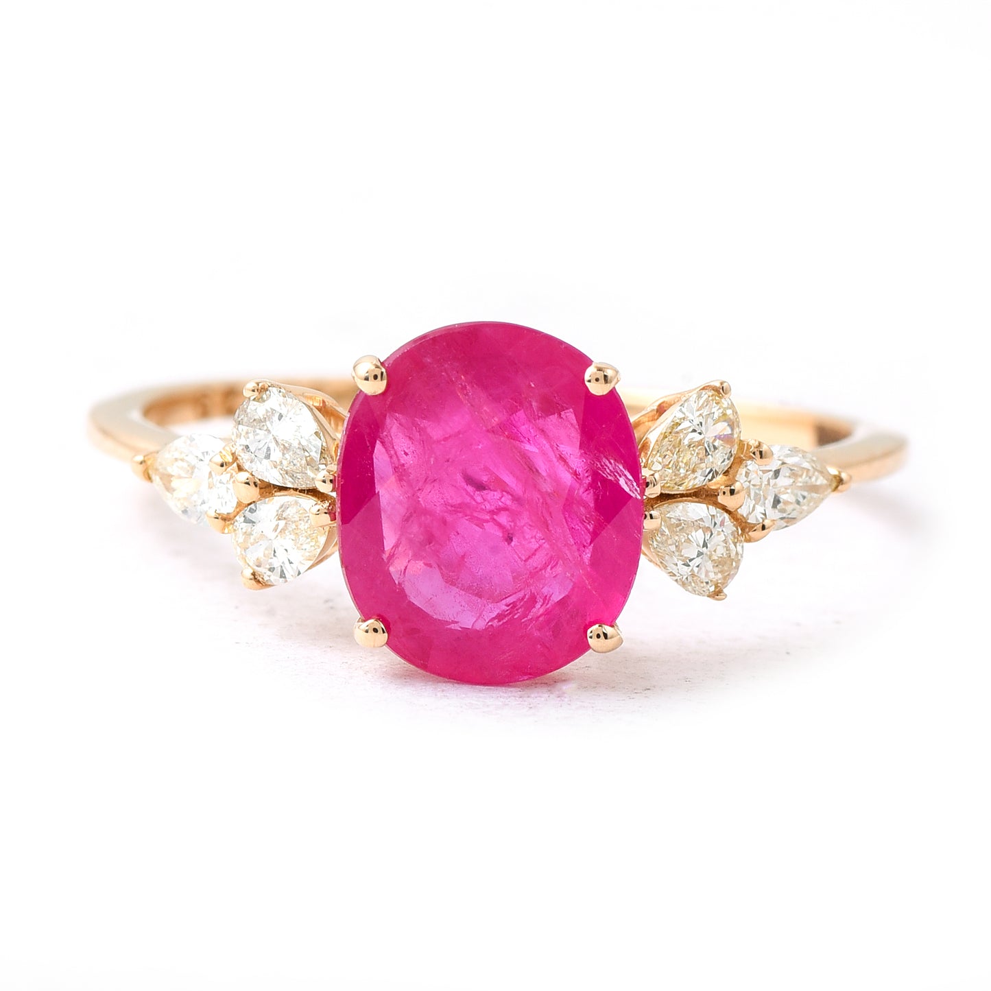 1.37 Ct Oval Mixed Cut Natural Ruby 14K Gold Ring