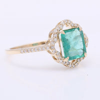 1.47 Ct Octagon Step Cut Natural Emerald 14K Gold Ring