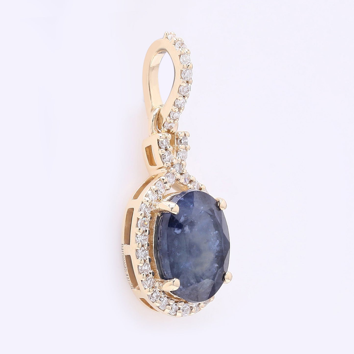 1.78 Ct Oval Mixed Cut Natural Sapphire 14K Gold Pendant