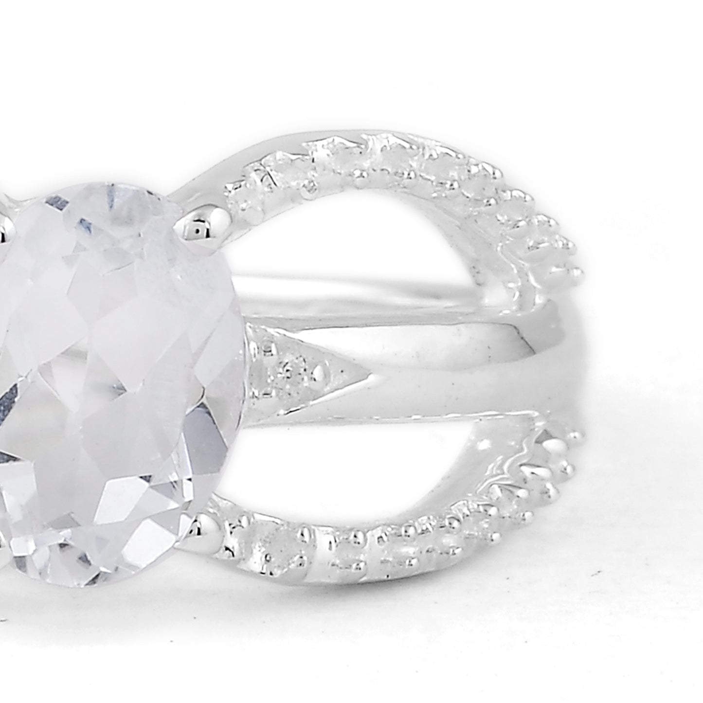 1.99 Ct Oval White Topaz, Cubic Zirconia 925 Sterling Silver Ring