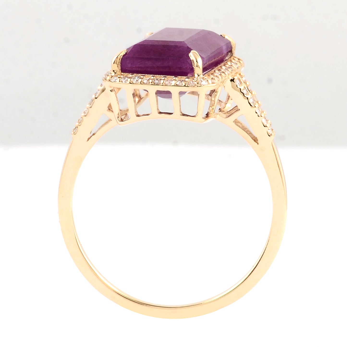 5.32 Ct Emerald Cut Natural Corundum Ruby 14K Gold Ring