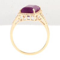5.32 Ct Emerald Cut Natural Corundum Ruby 14K Gold Ring