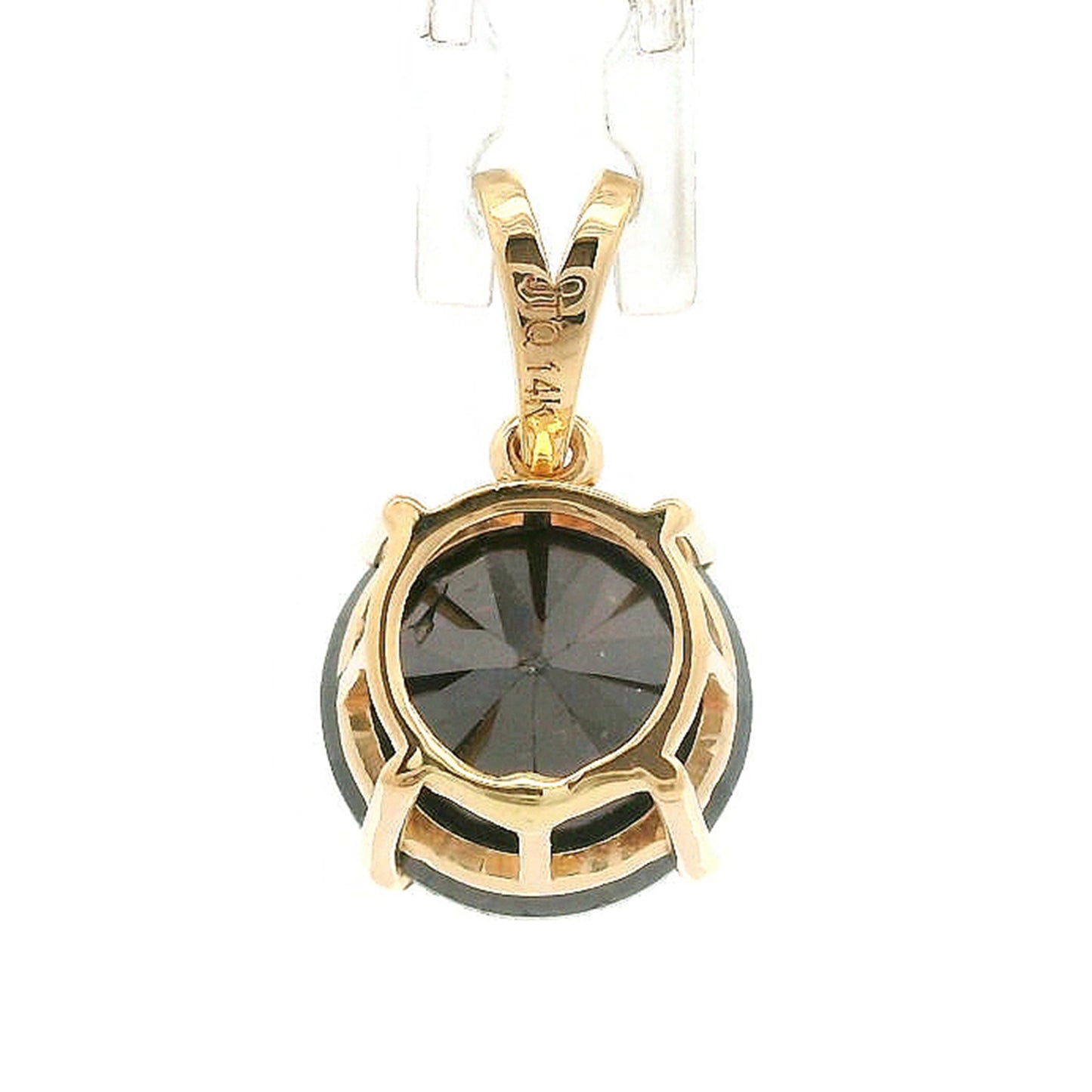 3.69 Ct Round Black Diamond 14K Gold Pendant