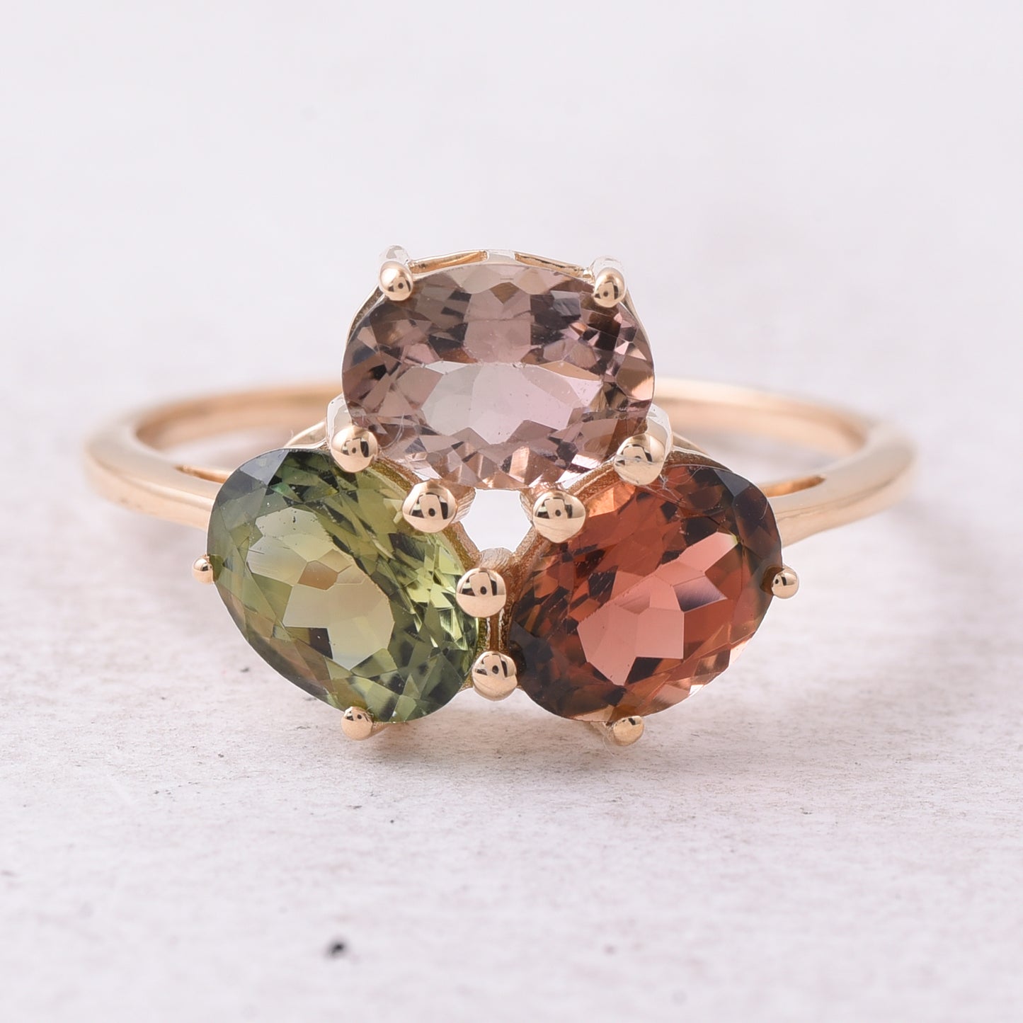 2.41 Ct Oval Natural Multi-Coloured Tourmaline 14K Gold Ring