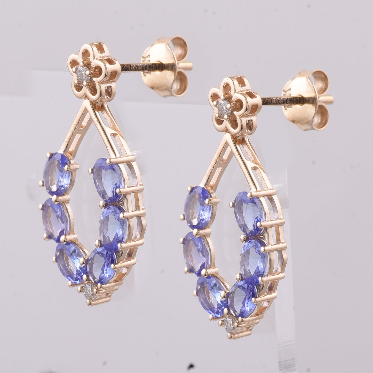 2.03 Ct Oval Natural Tanzanite 14K Gold Earrings