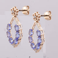 2.03 Ct Oval Natural Tanzanite 14K Gold Earrings